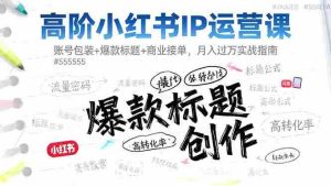 (16442期)高阶小红书IP运营课:账号包装+爆款标题+商业接单,月入过万实战指南-中创网-专注创业项目分享_资源整合-心诚资源网