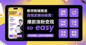 教师教辅赛道变现实操训练营,爆款涨粉变现so easy-中创网-专注创业项目分享_资源整合-心诚资源网