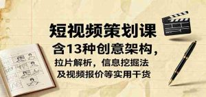 短视频策划课,含13种创意架构,拉片解析,信息挖掘法及视频报价等实用干货-中创网-专注创业项目分享_资源整合-心诚资源网