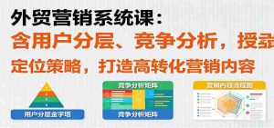 外贸营销系统课:含用户分层、竞争分析,授卖品、定位策略,打造高转化营销内容-中创网-专注创业项目分享_资源整合-心诚资源网
