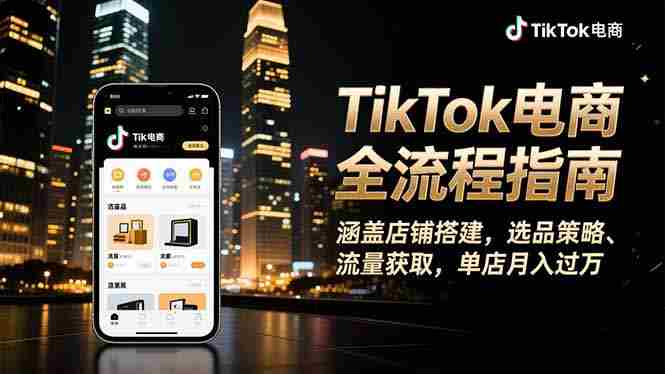 （16524期）TikTok电商全流程指南，涵盖店铺搭建、选品策略、流量获取，单店月入过万-中创网-专注创业项目分享_资源整合-心诚资源网